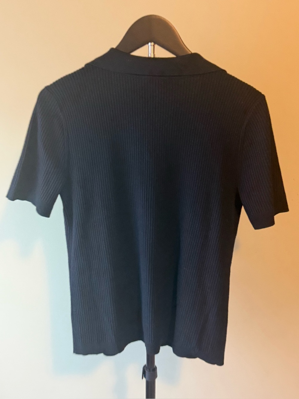 NWOT Talbots Classic Black Ribbed Polo Top SZ MED - Picture 3 of 12